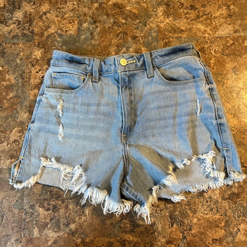 Hollister Distressed Jean Shorts Womens Size 4 W27 Blue Denim Ripped Short